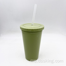 Plastik Double Wall Tumbler 500ml/16oz Tumbler Wall Double With Straw